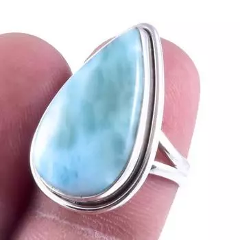 Кольцо из серебра 925 пробы с драгоценным камнем Natural Republic Larimar, размер 7 дюймов Y6L49