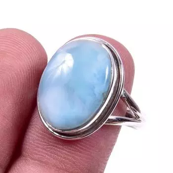 Кольцо из серебра 925 пробы с драгоценным камнем Natural Republic Larimar, размер 10 q4m33
