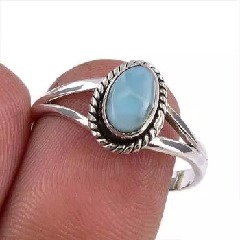 Кольцо из серебра 925 пробы с драгоценным камнем Natural Republic Larimar, размер 8 F3U82