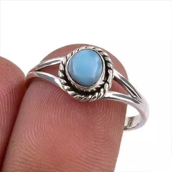 Кольцо из серебра 925 пробы с драгоценным камнем Natural Republic Larimar, размер 8 q9V01