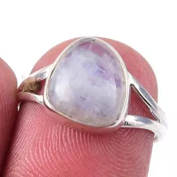 Кольцо из серебра 925 пробы с натуральным радужным лунным камнем ручной работы S.6 a6k31