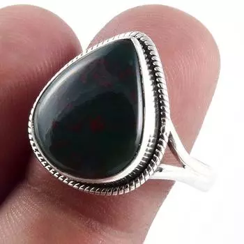 Кольцо из серебра 925 пробы с натуральным драгоценным камнем-кровавым камнем S.10 d7b28