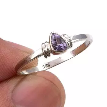 Кольцо из серебра 925 пробы с натуральным розовым аметистом и драгоценным камнем ручной работы S.9 R2l36