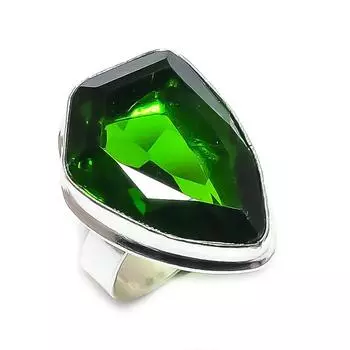 Кольцо из серебра 925 пробы с натуральным драгоценным камнем перидот, размер 7, A3F78