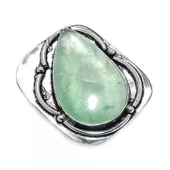 Кольцо из серебра 925 пробы с натуральным зеленым апатитом, размер 8 F8t16