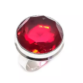 Кольцо из серебра 925 пробы с натуральным мозамбикским гранатом, размер 7 j0n96