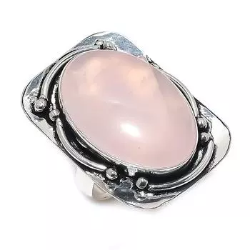 Кольцо из серебра 925 пробы с натуральным розовым кварцем, размер 9,5 b0J22