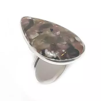 Кольцо из серебра 925 пробы с натуральным арбузным турмалином, размер 7 N7b00