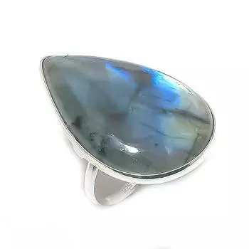 Кольцо из серебра 925 пробы с натуральным лабрадоритом, размер 7,5 I3I59