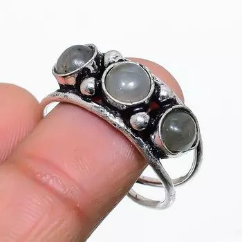 Кольцо из серебра 925 пробы с натуральным лабрадоритом, размер 10, z5d38