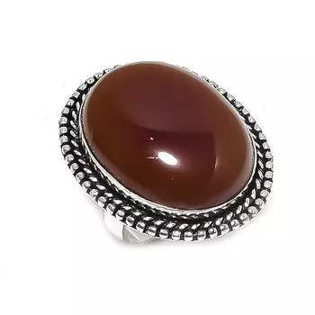 Кольцо из серебра 925 пробы с натуральным камнем сердоликом, размер 7 Q1r16