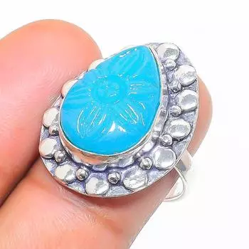 Кольцо из серебра 925 пробы с натуральным халцедоном, размер 6 z6U00