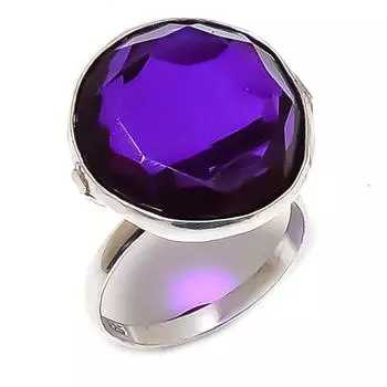 Кольцо из серебра 925 пробы с натуральным аметистом, размер 8,5 c3M24