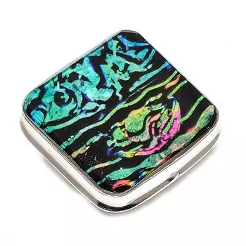 Кольцо из серебра 925 пробы с натуральным дихроичным стеклом и драгоценными камнями, размер 8 w2W12