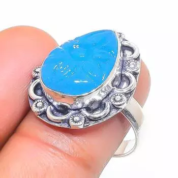 Кольцо из серебра 925 пробы с натуральным халцедоном, размер 7 U6u35