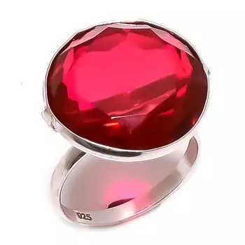 Кольцо из серебра 925 пробы с натуральным мозамбикским гранатом, размер 8,5 R7E41