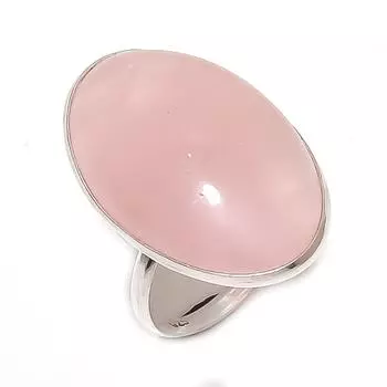 Кольцо из серебра 925 пробы с натуральным розовым кварцем, размер 7,5 H6J03