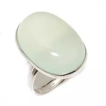 Кольцо из серебра 925 пробы с натуральным аквамариновым халцедоном, размер 7 c6W41