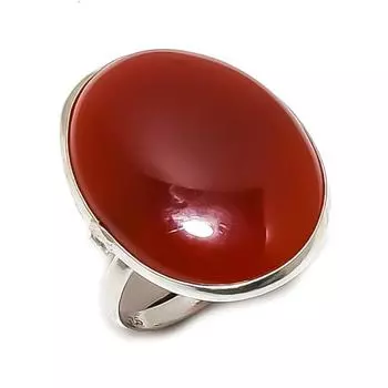 Кольцо из серебра 925 пробы с натуральным камнем сердоликом, размер 7 s5p07