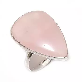 Кольцо из серебра 925 пробы с натуральным розовым кварцем, размер 7,5, w7M19