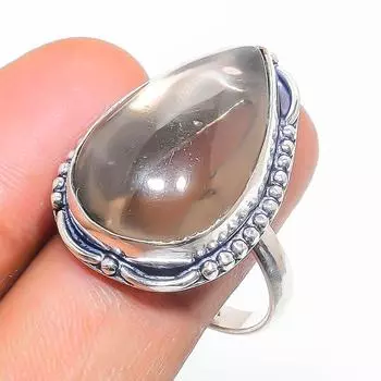 Кольцо из серебра 925 пробы с натуральным дымчатым топазом, размер 9 z5F88