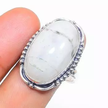 Кольцо из серебра 925 пробы с натуральным радужным лунным камнем, размер 9 Y5Y92
