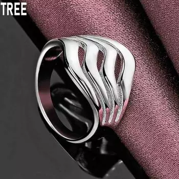 Кольцо из серебра 925 пробы с четырьмя линиями и гладкой поверхностью, изысканное модное свадебное украшение 6#