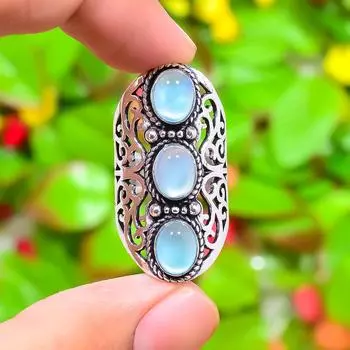 Кольцо из серебра 925 пробы с натуральным аквамарином, размер 7,5 м7B37