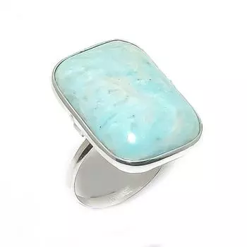Кольцо из серебра 925 пробы с драгоценным камнем амазонит, размер 8 L3g14