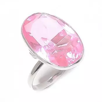 Кольцо из серебра 925 пробы с розовым кунцитом, этническое, размер 7 l6q27