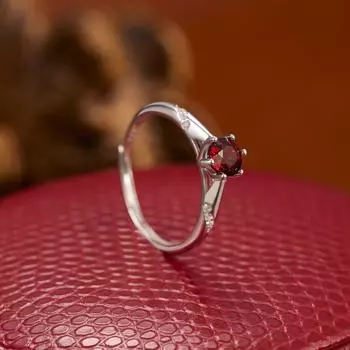 Кольцо из серебра 925 пробы с цирконием, легкое, роскошное, темпераментное, нишевое, гранатовое, женское, модное, простое, открывающееся, регулируемое, ювелирное изделие opening adjustable белого золота
