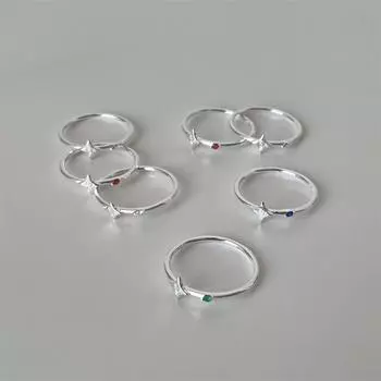 Кольцо из серебра 925 пробы с четырехугольной головкой, женское, с дофаминовым цветом, цирконий, указательный палец, простое, индивидуальное, новое кольцо, новое No. 11