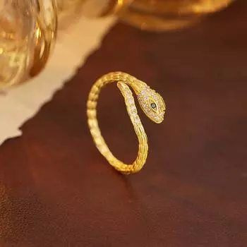 Кольцо из серебра 925 пробы с зелёными глазами и змеиной костью, кольцо из циркония с изображением змеи, модные лёгкие роскошные ювелирные изделия с высокой текстурой, женская мода Opening Adjustable