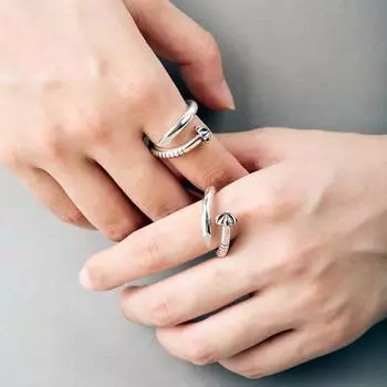 Кольцо из серебра 925 пробы с геометрическим узором в виде креста и цветка в стиле ретро – модный европейский и американский стиль для женщин Adjustable Open