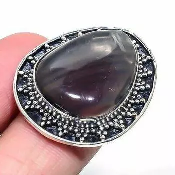 Кольцо из серебра 925 пробы с натуральным флюоритом, размер 6,5 Q9w19