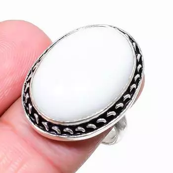 Кольцо из серебра 925 пробы со сколецитом, драгоценный камень, размер 9 T1p48 9 белый