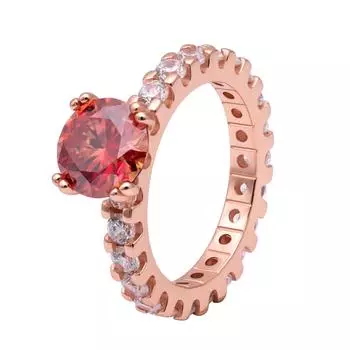 Кольцо из серебра S925, цветное красное муассанитовое кольцо, женское, нишевое, стерлинговое серебро S925, один ряд, розовое золото, восемь когтей, закрытое, модное 5