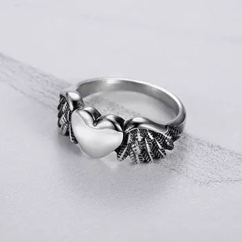 Кольцо из серебра S925, индивидуальность, ретро-мотоцикл, крылья в форме сердца, женское кольцо в стиле панк-ювелирное изделие 5