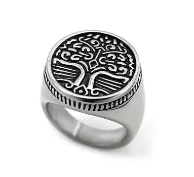 Кольцо из серебра S925, кольцо-печать «Древо жизни», классическое мужское кольцо с символом викингов, ювелирные изделия 7