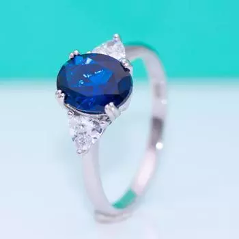 Кольцо из серебра S925, натурального цвета, женское овальное кольцо из стерлингового серебра S925 с красным и синим цирконом, капля воды, популярное универсальное ювелирное изделие 6