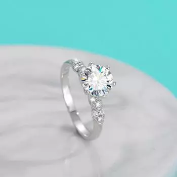 Кольцо из серебра S925 пробы Кольцо из серебра S925 пробы с муассанитом и цирконом, бриллиант в 1 карат, универсальное простое кольцо с бриллиантом для женщин 6