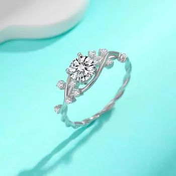 Кольцо из серебра S925 пробы Кольцо из стерлингового серебра S925 пробы с муассанитом Модное и универсальное кольцо с бриллиантами в виде виноградной лозы Кольцо с нишевым дизайном 5