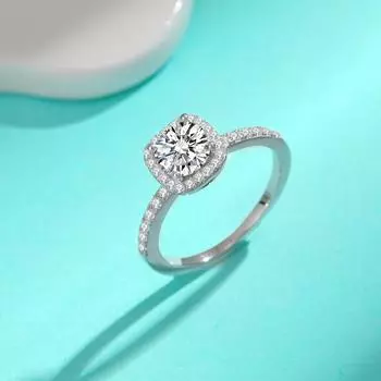 Кольцо из серебра S925 пробы, муассанит из стерлингового серебра S925 пробы, новое квадратное кольцо-мешок, кольцо с бриллиантом в 1 карат, универсальное модное кольцо для женщин 5