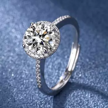 Кольцо из серебра S925 пробы с муассанитом из стерлингового серебра S925 пробы, круглое кольцо-сумка для женщин, 50 очков, цвет D, цвет микрозакрепка 6