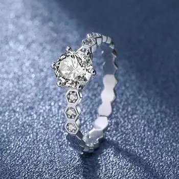 Кольцо из серебра S925 пробы с муассанитом S925 пробы с маленьким бриллиантом в виде сот, женское закрытое кольцо цвета D, нишевое кольцо высокого класса 1 карат 6