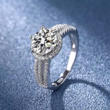 Кольцо из серебра S925 пробы с инкрустацией муассанитом hao, полукруглое кольцо-сумка для женщин, предложение из стерлингового серебра S925 пробы, цвет D, кольцо с шестью когтями и бриллиантами, закрытое 6#