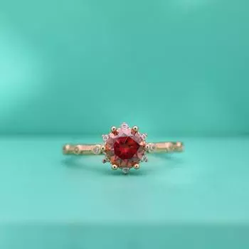 Кольцо из серебра S925 пробы с розовым муассанитом, женское, стерлинговое серебро S925 пробы, тонкое кольцо с шестью когтями и цветочным узором 6