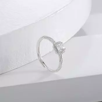 Кольцо из серебра S925 пробы с маленьким кубиком сахара, женское, легкое, роскошное, с инкрустированным квадратным бриллиантом, простое, супер-блеск, белое бриллиантовое кольцо, модное Opening adjustable серебряный