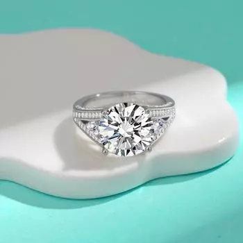Кольцо из серебра S925 с четырьмя когтями из муассанита, 5 карат, тяжелая промышленность, высококачественный полный бриллиант, универсальное модное кольцо с бриллиантом, бриллиантовая кромка 5