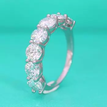 Кольцо из серебра S925 с муассанитом, рядное кольцо для женщин, закрытое, посеребренное, светлое, роскошное, круглое, высокого класса, простое, модное 6